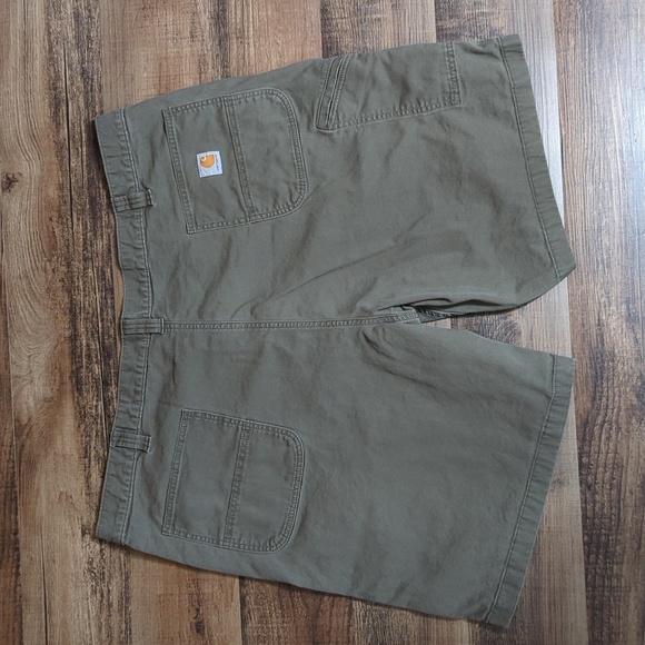 Carhartt Rugged Flex Relaxed Fit Canvas Work Shorts Size 48x9" in Olive Green - Picture 2 of 7